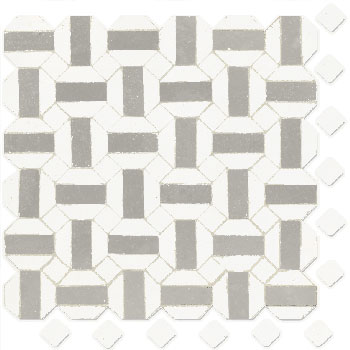 Mosaic House Moroccan tile Trapez 26-27 Polar White Dark Gray  zellige, mosaic, zellij, field, pattern, glaze, hexagonal 